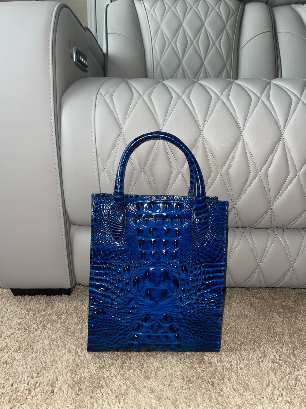 Brahmin Blue Croc-Embossed Satchel - Picture 5 of 8